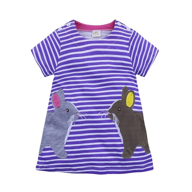 Летнее повседневное хлопковое платье в полоску для девочек Детские платья с