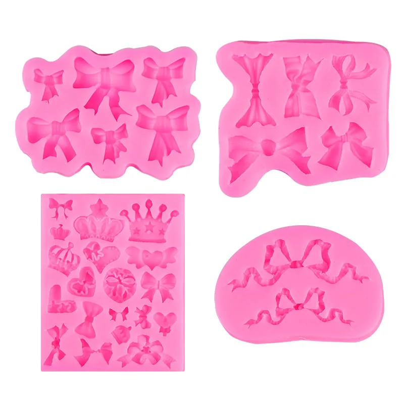 

3D Mini Bowknot Crown Cake Silicone Mold DIY Chocolate Fondant Baking Mould Kitchen Confectionery Equipment Desserts Tools