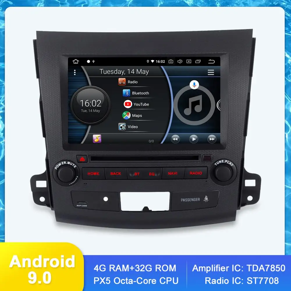 Автомагнитола с GPS навигацией 8 &quotIPS Android 9 для Mitsubishi Outlander Peugeot 4007 Citroen C Cross Bluetooth Wi Fi