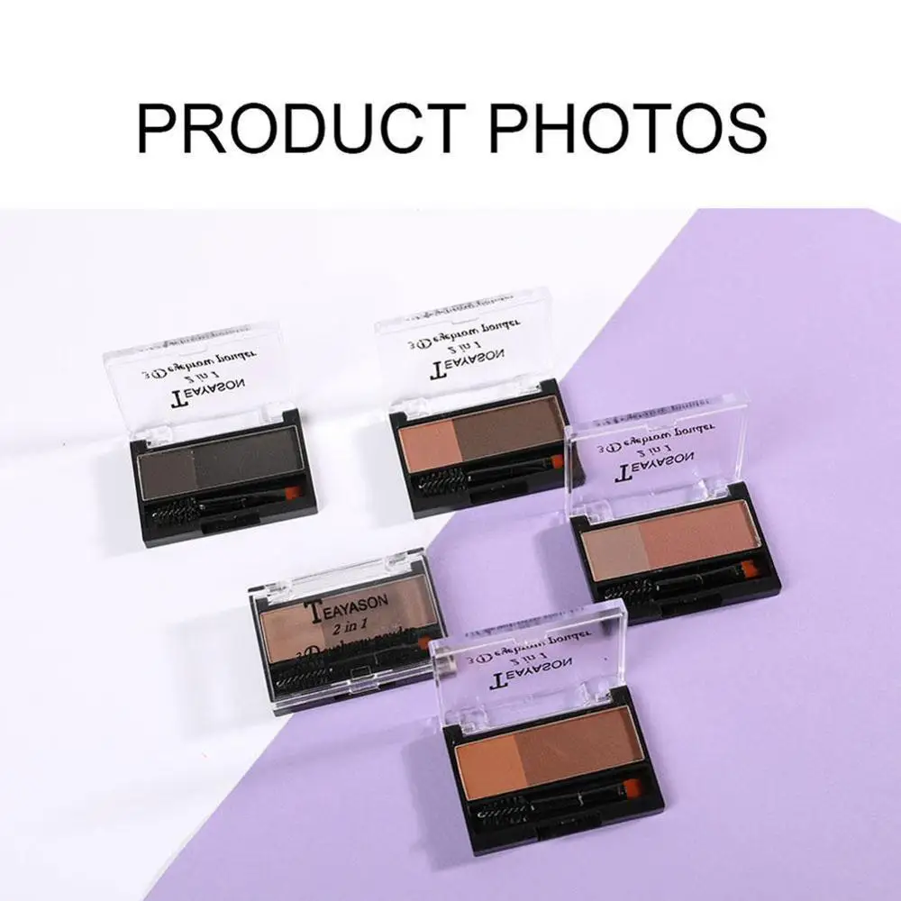 Двухцветная пудра для бровей с кисточкой водостойкий натуральный артефакт