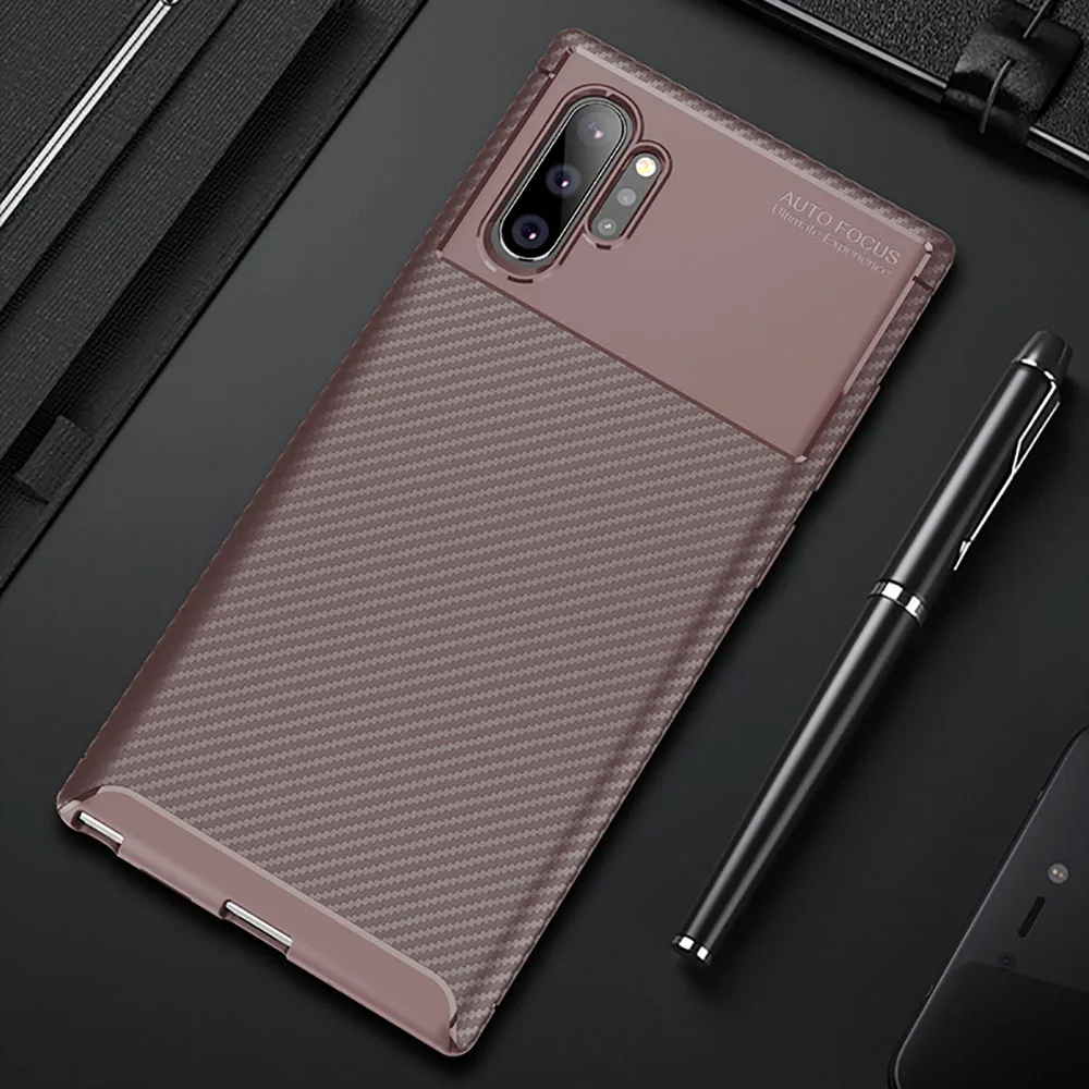 Чехол для телефона samsung note 10 plus, чехол etui, защитные аксессуары для galaxy note10 10 plus, не 10, coque bag, мягкий силиконовый чехол из ТПУ - Цвет: Кофе