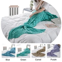90x190cm yarn knitting mermaid tail blanket fish scales style super soft sleep bag bed mat