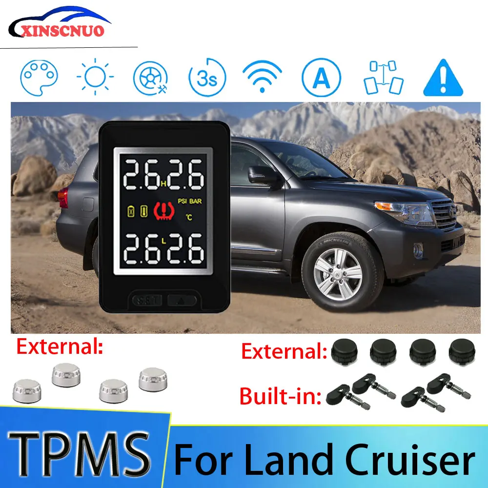 

XINSCNUO Автомобильная электроника Беспроводная для Toyota Land Cruiser TPMS система контроля давления в шинах датчик ЖК-дисплей