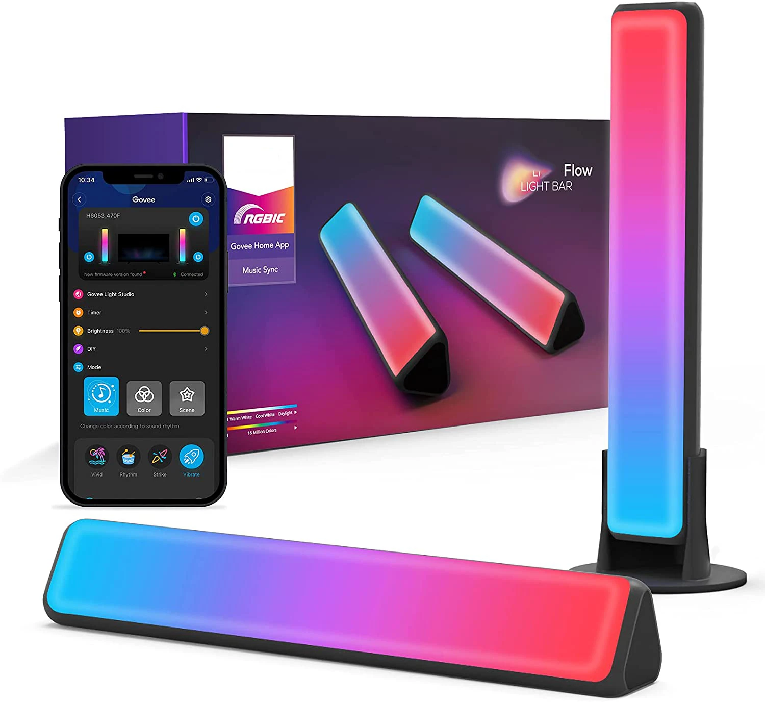 2Pcs Colorful Atmosphere Play Light Bar RGBIC Smart LED Bars with 12 Scene ModesTV Background Home Christmas Deco | Лампы и освещение