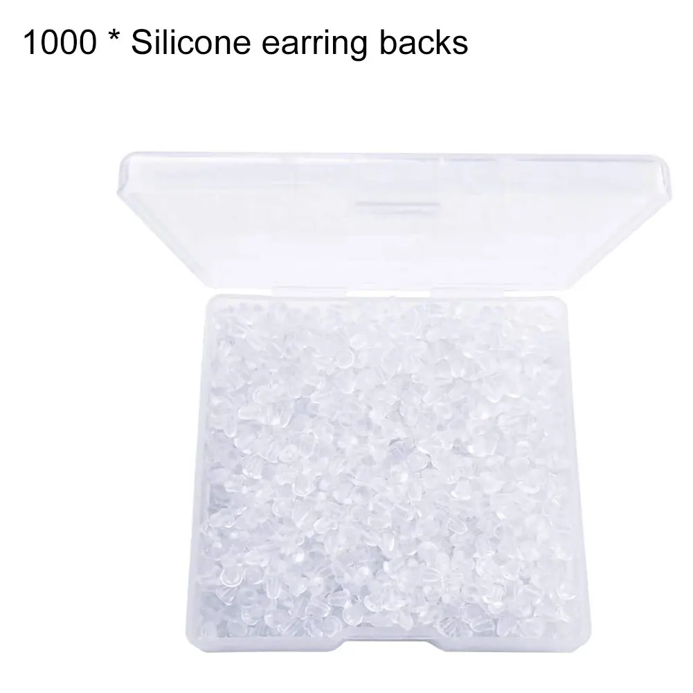 

1000PCS Silicone Earring Backs Transparent Soft Earring Stoppers Accessories With Storage Box Jewelry Accessories For DIY Craft