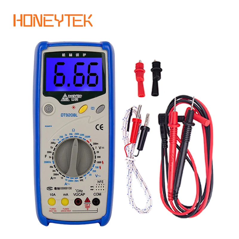 Мультиметр HONEYTEK DT9208 цифровой профессиональный тестер конденсаторов напряжения