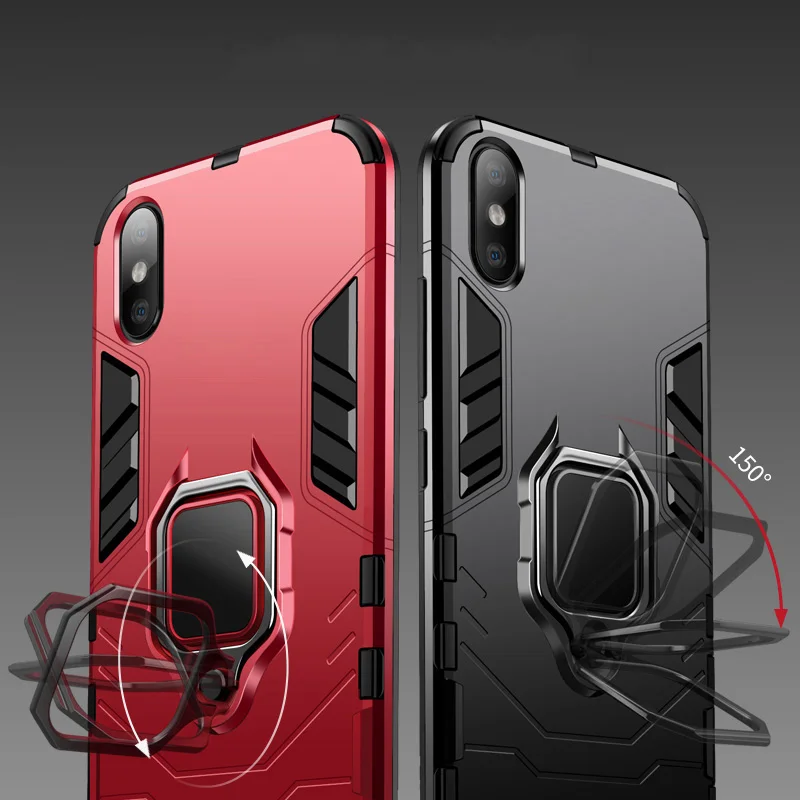 Fashion Armour Metal Car Ring Holder Case For iPhone 6 6s 7 8 Plus X Ten 10 XR XS Max 11 Pro Back Cover Capa Coque | Мобильные
