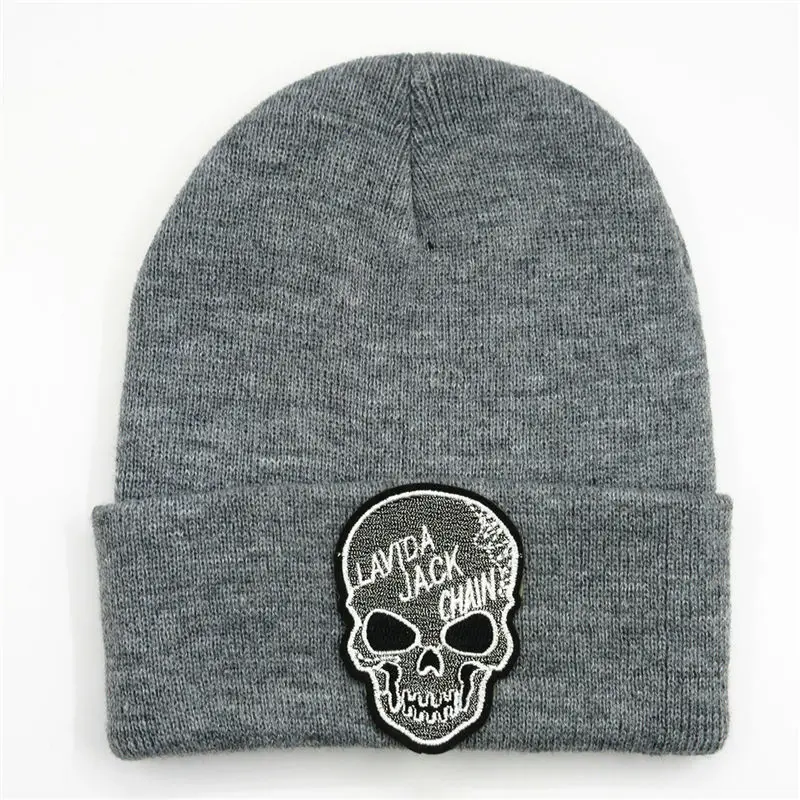 

personality skull embroidery Thicken knitted hat winter warm hat Skullies cap beanie hat for men and women 277
