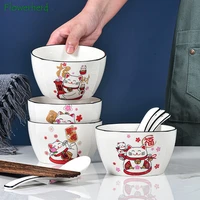 japanese bowl gift tableware lucky cat ceramic tableware set creative rice bowl 4 5 inch cereal bowl dinnerware set