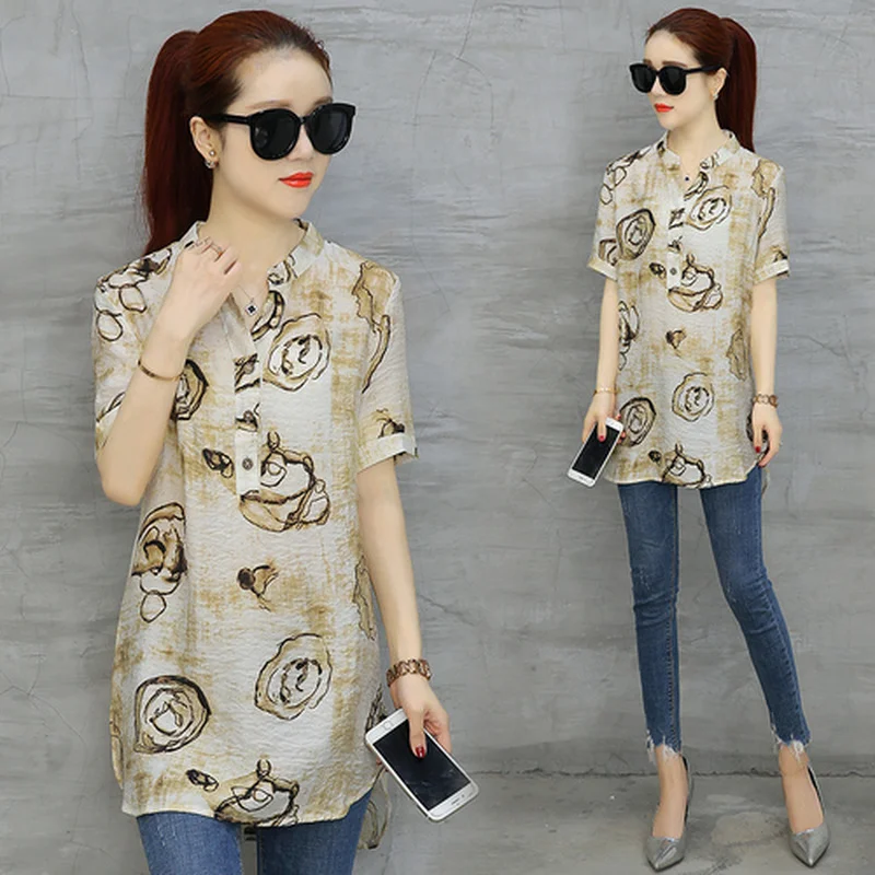 2021 модная шифоновая Женская одежда с коротким рукавом размера плюс женская