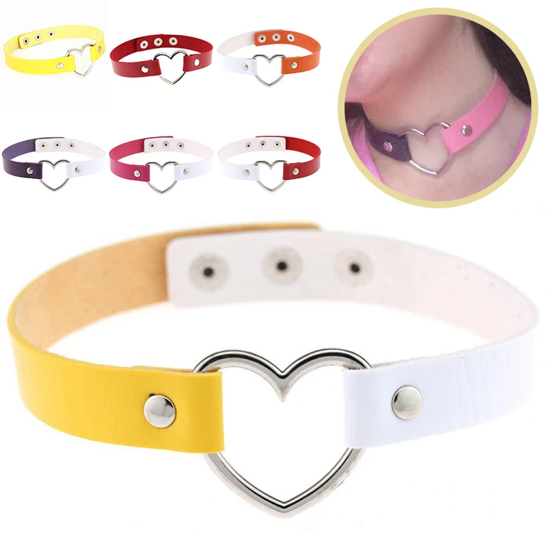 

Fashion PU Leather Heart Choker Necklace Women Chocker Necklaces Punk Statement Jewelry Collier Wedding Bride Jewelry Gift