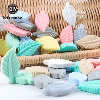 lets make silicone beads baby teether pendants 10pc leaves cartoon necklace bpa free food grade diy accessories baby goods toys