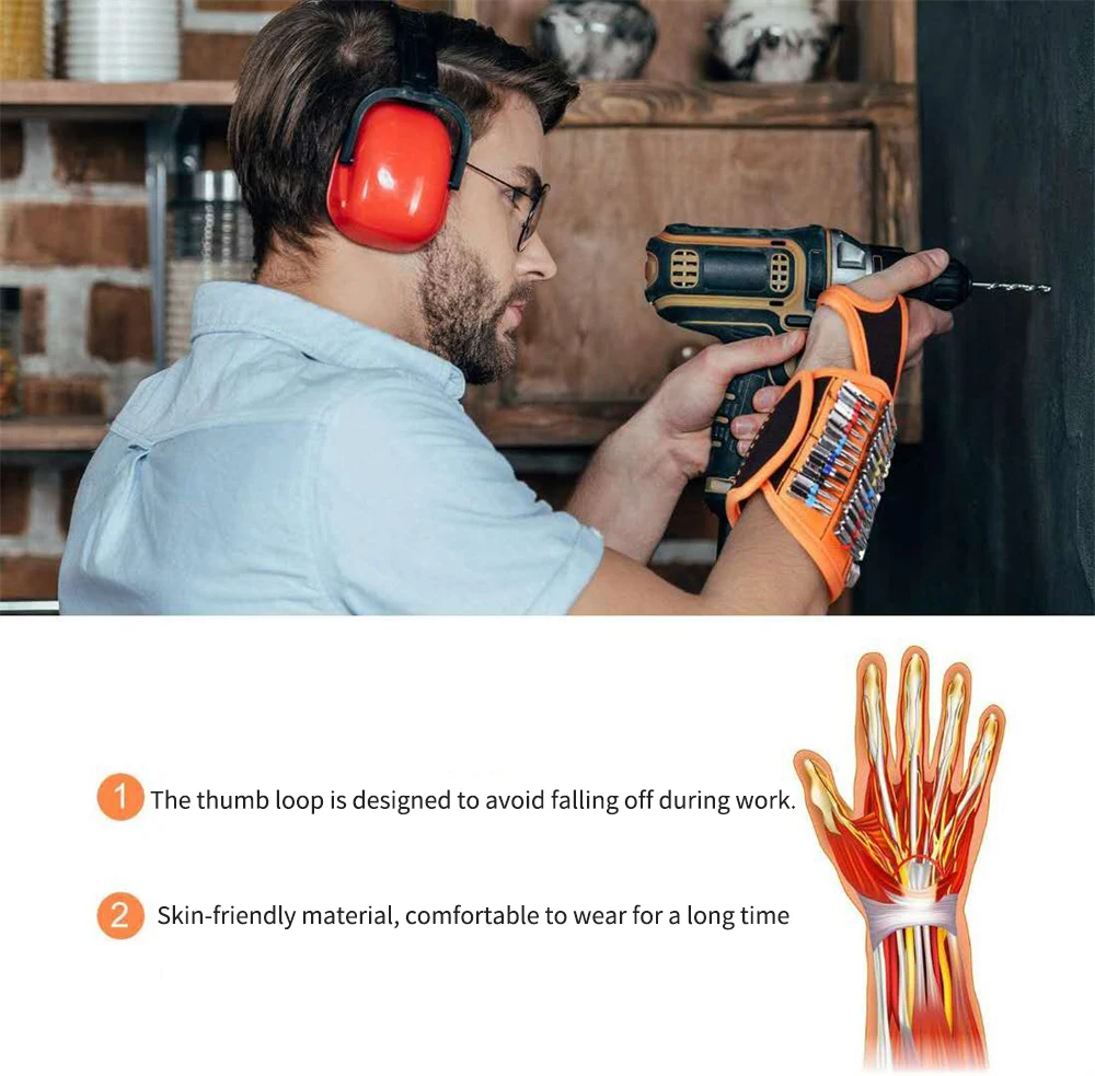 Magnetic Wristband Tool Bag For Screw Nail Nut Bolt Drill Bit Organizer Storage Repair | Инструменты