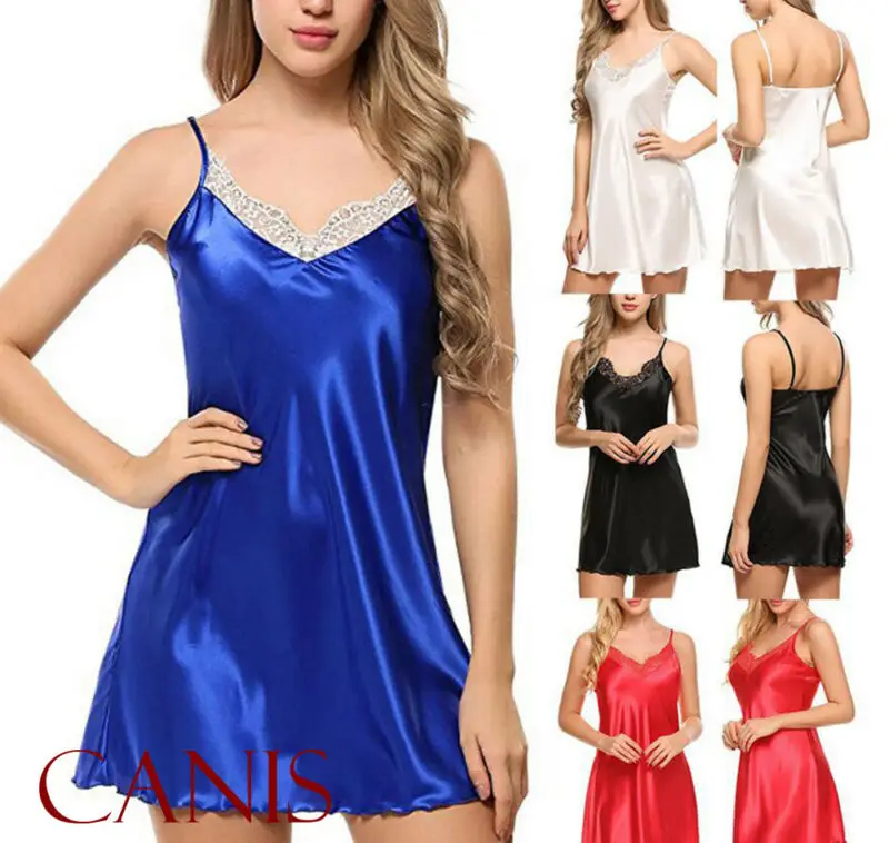 Модное женское платье сексуальное ночное белье сорочка ночная рубашка атлас