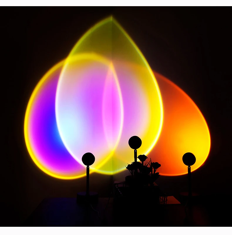 USB projection desk lamp rainbow sunset red projector night light bedroom bar cafe wall decoration lamp
