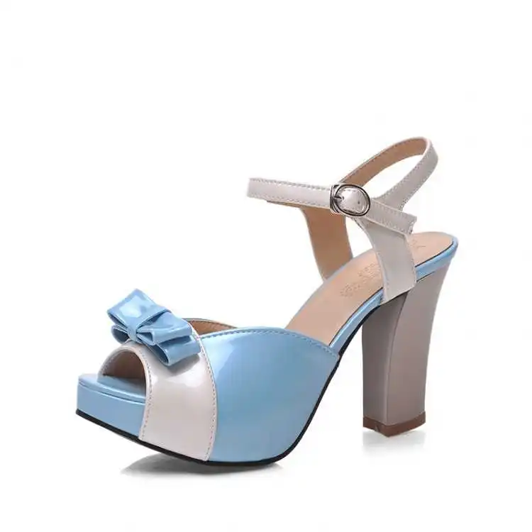 

2021 summer new shoes high heel women's sandals Korean version sweet bow thick heel shoes