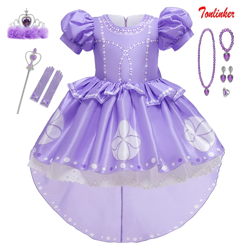 Женское платье принцессы ярко фиолетовое вечернее детское нарядное для