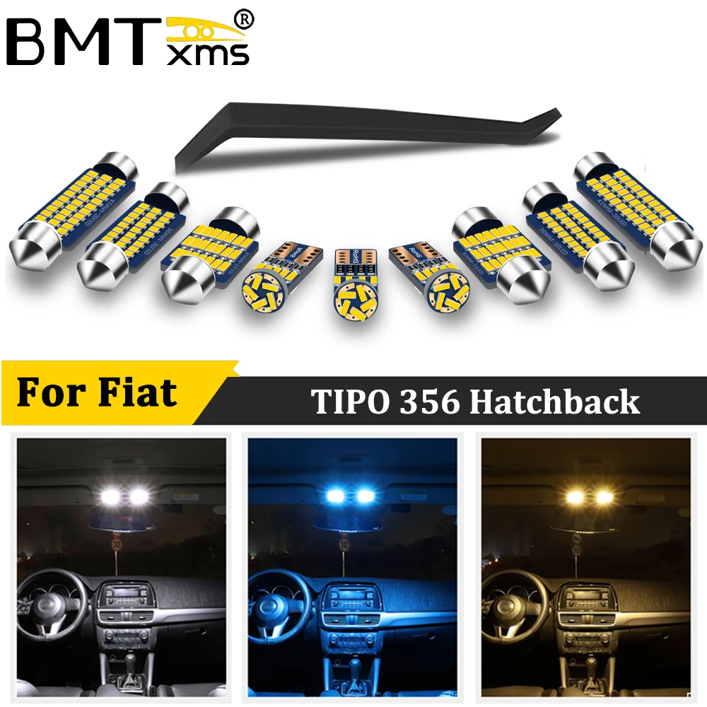 

BMTxms, 11 шт., модный купольный светильник для автомобиля Canbus внутренняя светодиодная лампа, для Fiat TIPO 356, хэтчбека, салона, универсала, SW, аксесс...