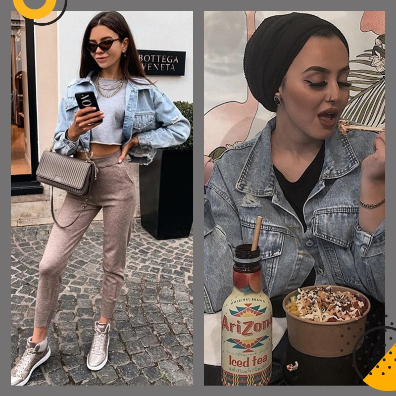 Dotfashion синяя короткая джинсовая куртка с рваными потрепанными краями и хлопьями для женщин Осенняя Повседневная однобортная одежда осеннее однотонное пальто