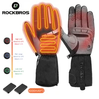 rockbros heated gloves battery powered winter thermal motorcycle heating gloves riding waterproof guantes para moto touch screen