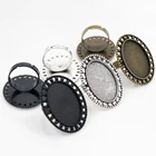 18x25 мм 5 шт.лот 3 цвета покрытые латунные овальные регулируемые настройки кольца пустыебазовые, подходят 18x25 мм стеклянные кабошоны