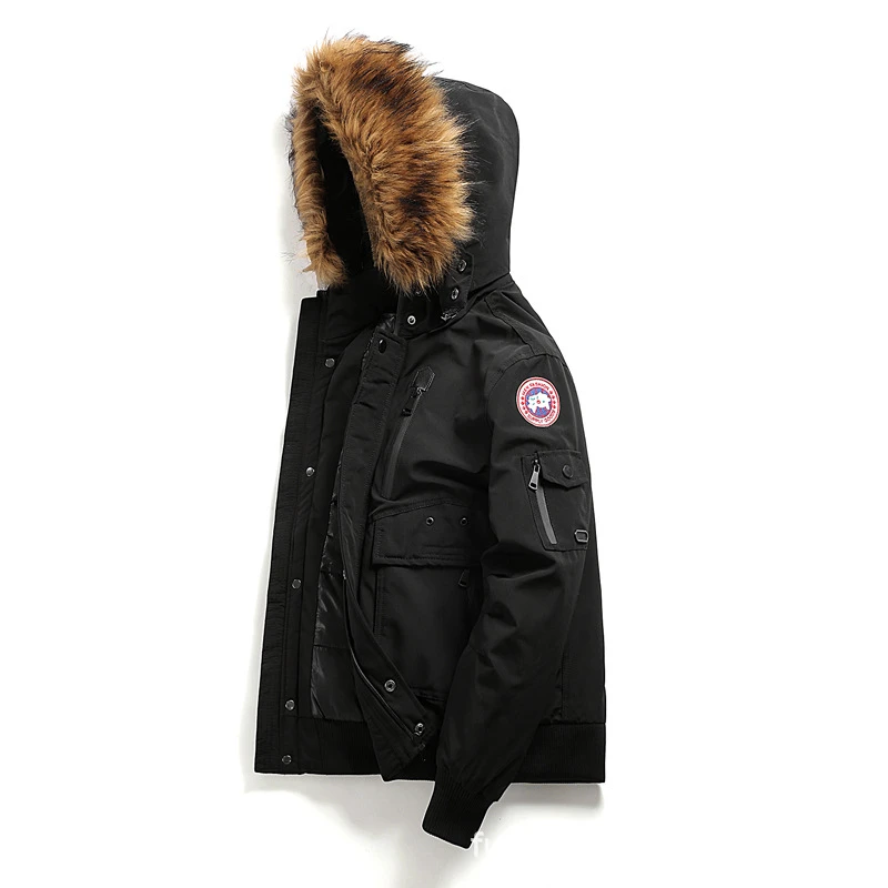 Зимняя мужская куртка пальто 2019 Модный Черный Армейский зеленый меховой