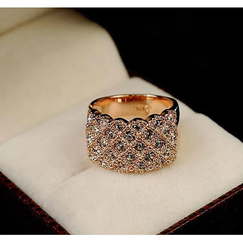 Австрийские хрустальные Широкие Свадебные кольца на палец для женщин с