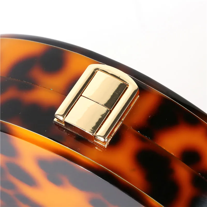 Модный классический Леопардовый цвет акриловый клатч полукруглый вечерний