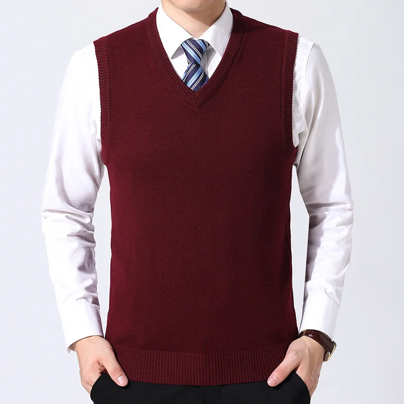 

MRMT 2022 Brand Autumn Winter New Men's Sweater Vest Pure Color Wool Pullover for Male Vest V Collar Sweater Vest