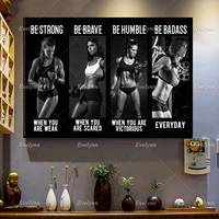 bodybuilding girl be badass vintage poster barbell gym gymnastics weightlift women home decor canvas wall art prints gift