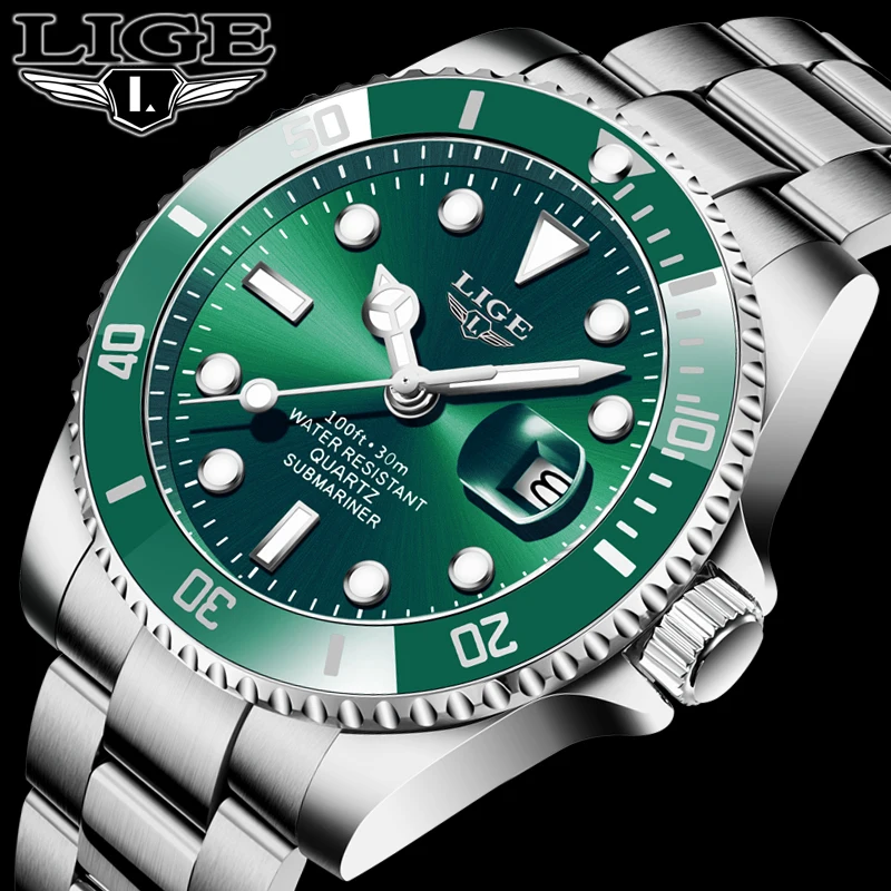 

LIGE Brand Luxury Mens Watches Stainless Steel Waterproof Quartz Watch Men Multi function Sport Wristwatches Relogio Masculino