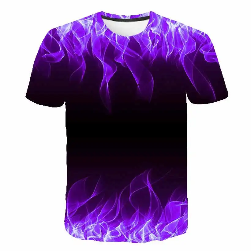 

Boys Flame Kids T-shirt Summer Fashion Short Sleeve 3D Print Girls Tops Smoke Green Flame Element T Shirt Trendy Children Tee