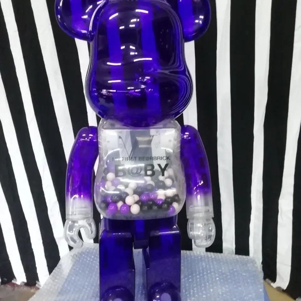 

Bearbricklys 1000% Oso violento Figura Home Decoration Trendy toys Macau limited purple Transparent Chiaki purple Bear doll 70CM