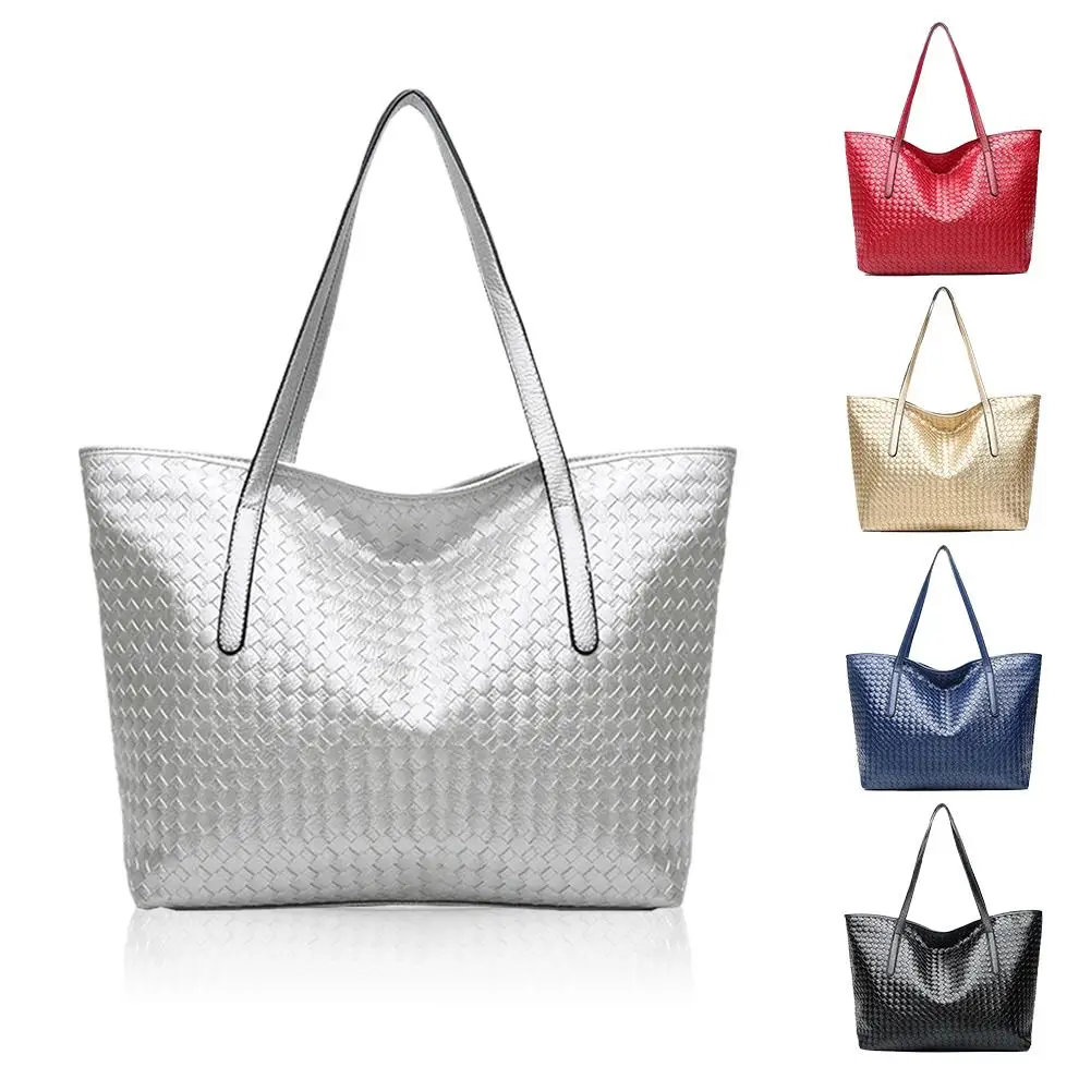 Большая сумка для осени и зимы модная плетеная простая покупок через плечо