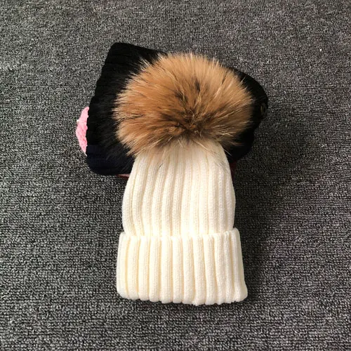 Стиль, модные зимние Весенние шапки для детей, шапка Skullies Beanies 15 см, меховая шапка с помпоном для девочек, шапка, шапка enfant - Цвет: white
