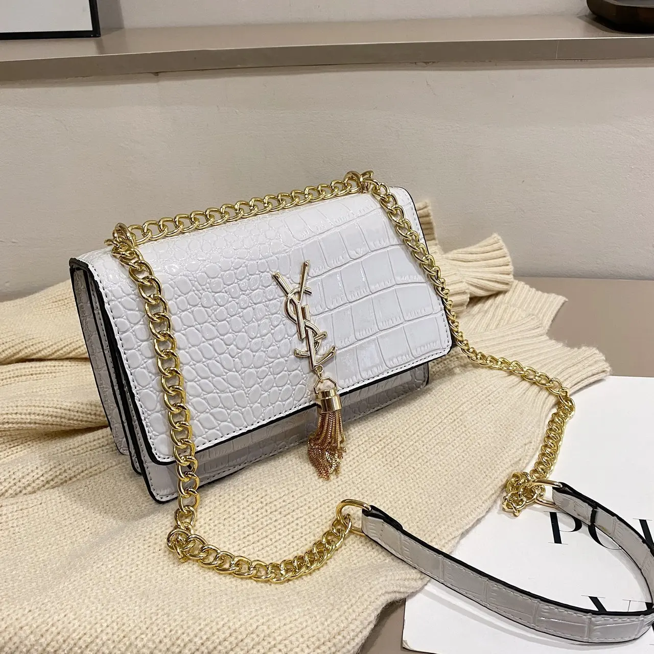 

Bags Women 2021 New Shoulder Messenger Handbags Crocodile Pattern PU Fashion Small Square Bag Personality Trendy Bag