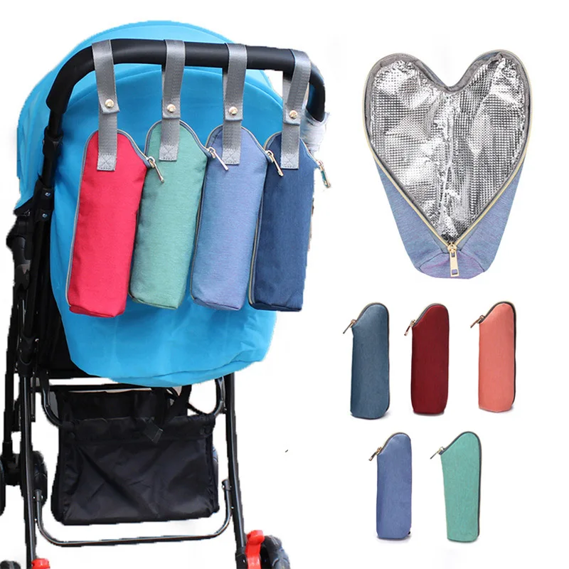

1Pcs Waterproof Warmer Insulation Bag Handbag Pure Color Polyester Cloth/Aluminum Film Portable for Stroller Baby Bottle Holder