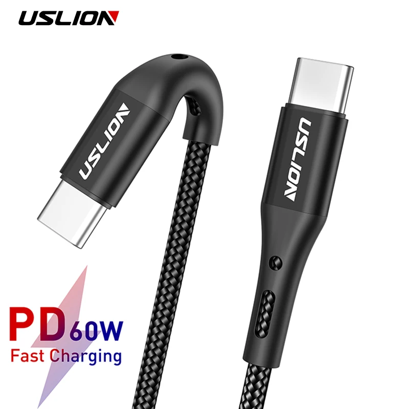 USB-кабель USLION 3 м типа C для Huawei P30 Redmi K20 Samsung S9 Plus поддержка PD 100 Вт QC3.0 3A кабель