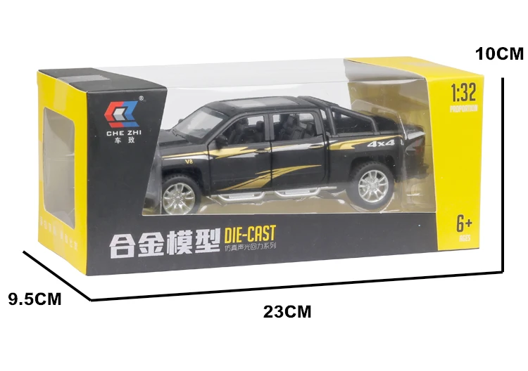 Ограниченная Chevrolet Silverado 4x4 1:32 модель автомобиля Diecasts игрушечный автомобиль звуковой светильник оттягивающий назад детские игрушки автомобиль Рождество