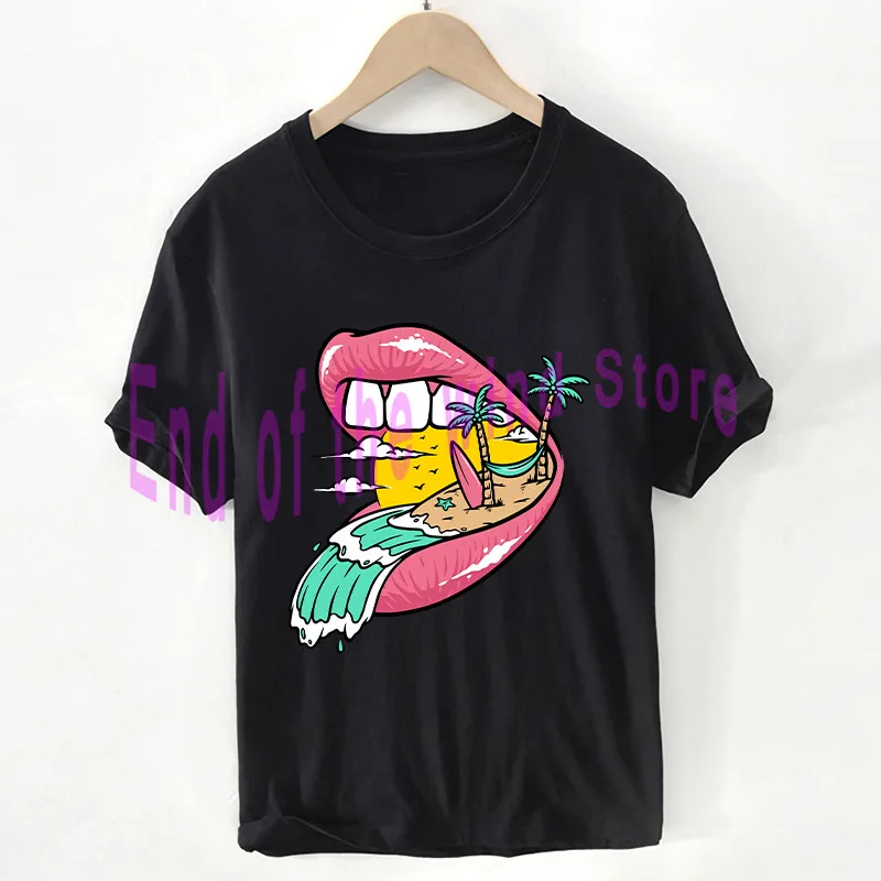 

Fahion Sexy Lip t shirt Unisex 100% Cotton cute Smile T-shirt Sexy Lady Graphics Tops Tees Casual clothes female/Man Pluse Size