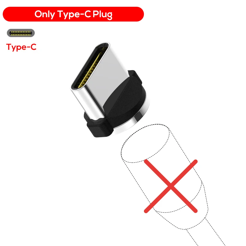 Type-C plug no cable 2.4A Быстрая зарядка светодиодный магнитный usb-кабель для IPhone 6 7 8 Plus 5s SE магнит IPad Air USB зарядное устройство кабель type C& Micro USB кабель - Цвет: Type-C plug no cable