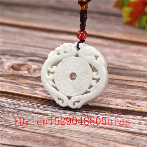 Натуральный белый китайский нефритовый дракон феникс кулон ожерелье очарование