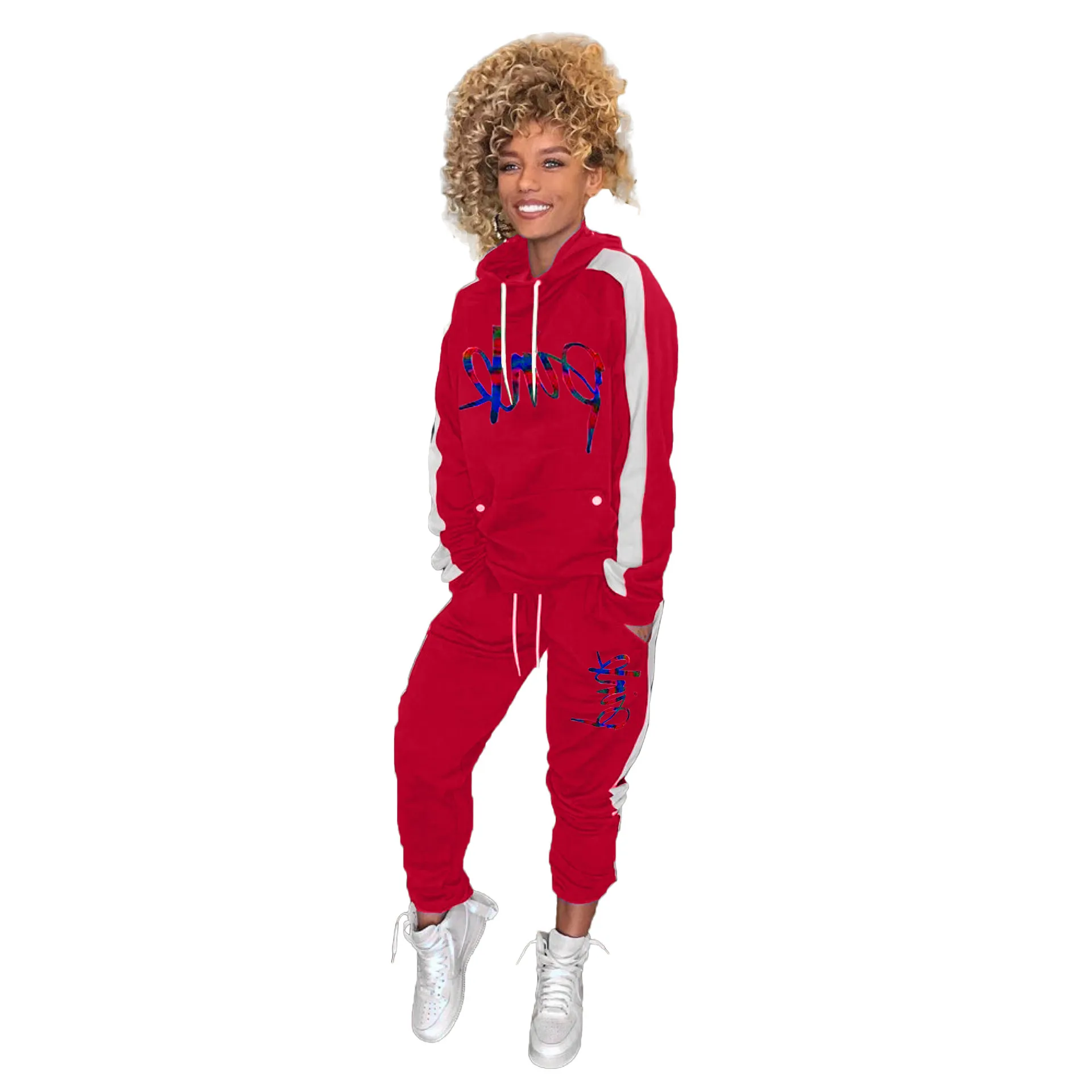 

Letter Pink 2021 Hot Sale New Design style Women Casual Clothing Sweatwear Sweet Sexy Fashion Soft Good Fabric cool soft P1058