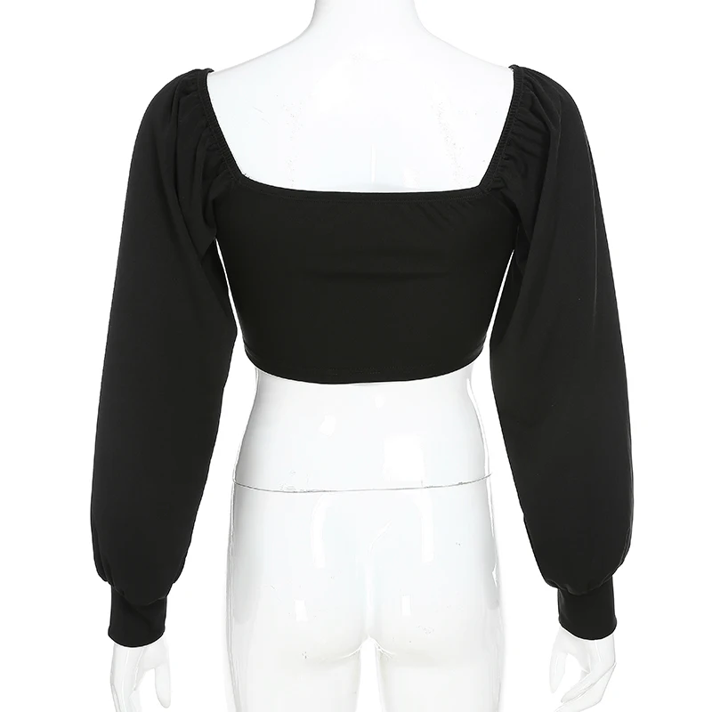 

YLDSGS Goth T-Shirt Zip Up Crop Top Women Off Shoulder Tees Chains Long Sleeve Y2k T-Shirts Gothic Dark Black Vintage Clothes