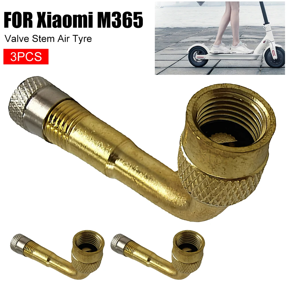 

3Pcs Tyre Valve Extension Adapter Electric Scooter 90 Degree Copper Valve Stem Extender For Xiaomi M365 Scooter Accessories