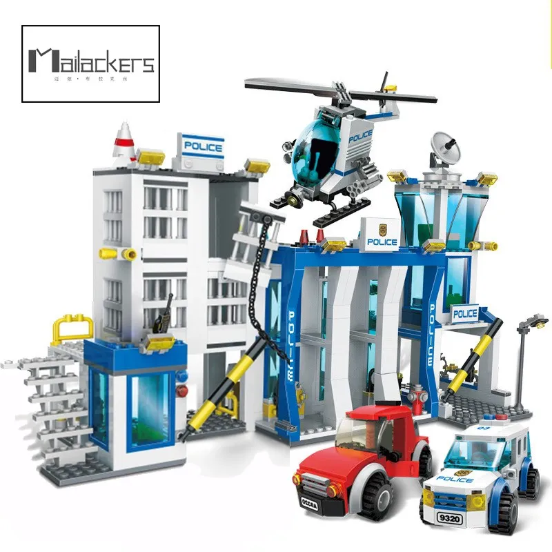 

Mailackers Technical Truck City Police Station Building Blocks Car Headquarters SWAT Military Brick Toys for Children Kids