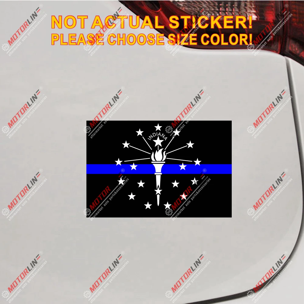 Флаг Штата Индиана тонкая синяя линия Наклейка автомобиля виниловая