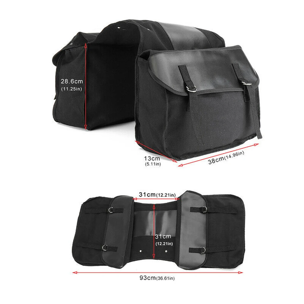 

Motorcycle Waterproof Bag Motorcycle Touring Saddle Bags Black Canvas Box Side Tools Bag Pouch Motorbike Bags for Luggage Travel