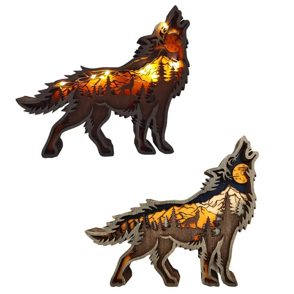 

Деревянные украшения, волк, искусственное дерево, скульптура, изношенная краска, отделка, украшения для дома