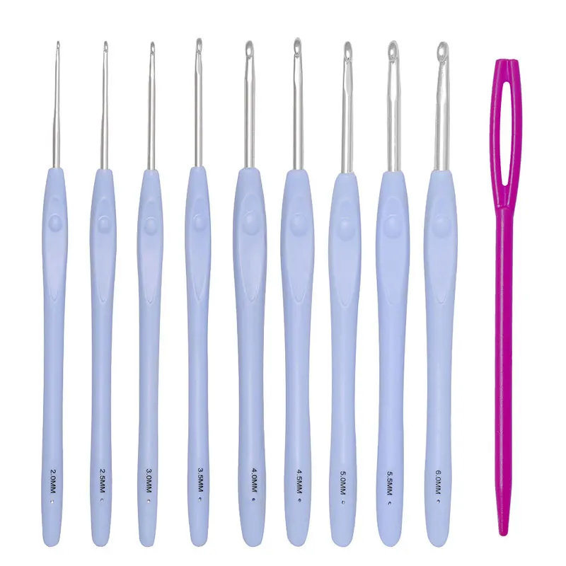 2 шт. вязальные иглы с резиновой ручкой Алюминиевые крючки для вязания DIY ремесло